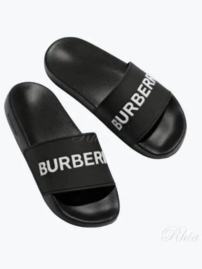 Logo Slippers Black - BURBERRY - BALAAN 2