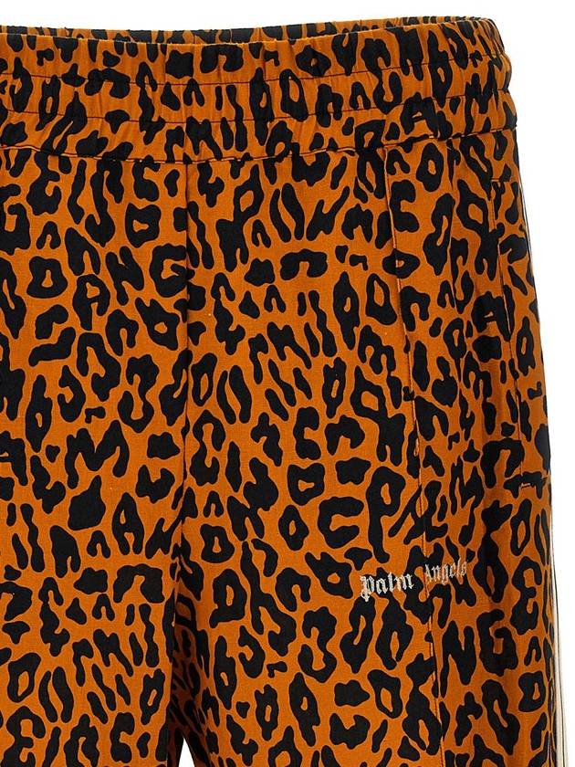 Straight Leg Leopard Stripe Linen Cotton Blend Jersey Track Pants PMCJ021S24FAB0022010 B0081006295 - PALM ANGELS - BALAAN 5