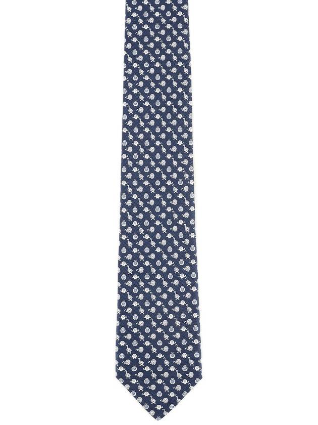 Salvatore Men's Savannah Silk Tie Navy - SALVATORE FERRAGAMO - BALAAN.