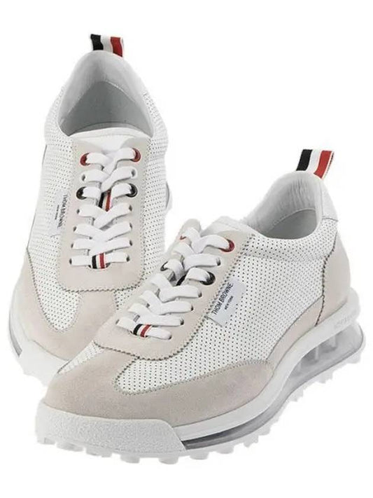 Vitello Calf Leather Clear Sole Tech Runner Sneakers White - THOM BROWNE - BALAAN 2