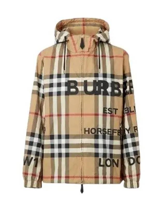 Men's Horseferry Print Check Hoodie Zip-up Beige - BURBERRY - BALAAN 2