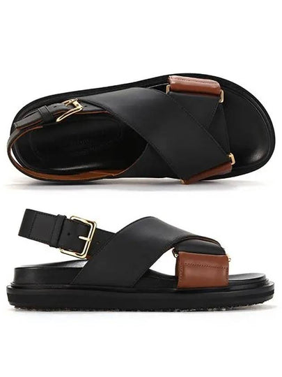 Fussbett Leather Sandals Black Brown - MARNI - BALAAN 2