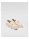 Triangle Logo Suede Loafers Beige - PRADA - BALAAN 2