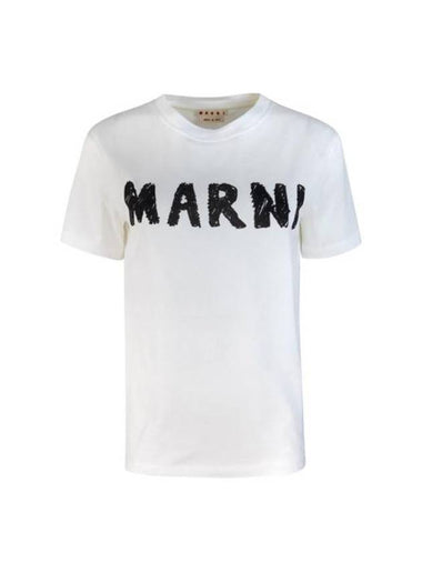 Crayon Logo Short Sleeve T-Shirt White - MARNI - BALAAN 1