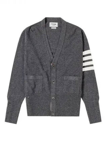 Men's Diagonal Classic Cashmere Cardigan Mid Grey - THOM BROWNE - BALAAN 2