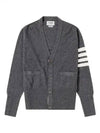 Men's Diagonal Classic Cashmere Cardigan Mid Grey - THOM BROWNE - BALAAN 2