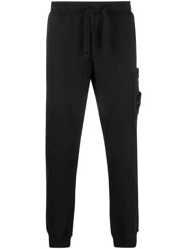 Wappen Patch Cotton Fleece Track Pants Black - STONE ISLAND - BALAAN 3