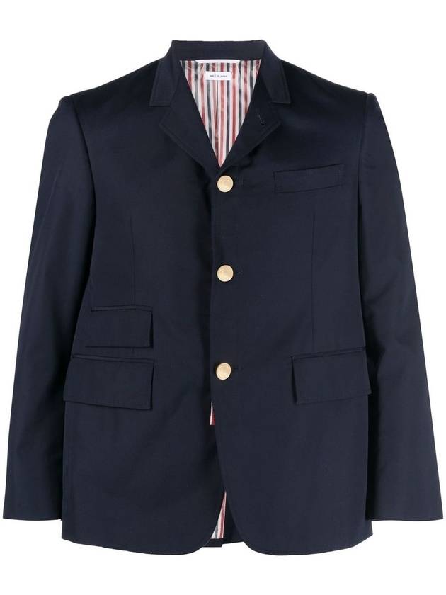 Typewriter Cloth Grosgrain Placket Sport Jacket Navy - THOM BROWNE - BALAAN 2