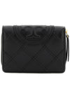 Fleming Soft Leather Half Wallet Black - TORY BURCH - BALAAN 2