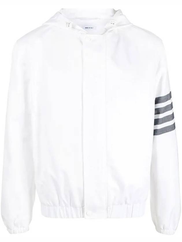 Diagonal armband hooded zip up jacket - THOM BROWNE - BALAAN 6