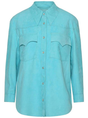 Salvatore Santoro Light Blue Shirt In Suede - SALVATORE SANTORO - BALAAN 1