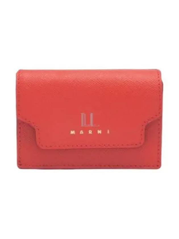 Saffiano Leather Trifold Half Wallet Red - MARNI - BALAAN 2