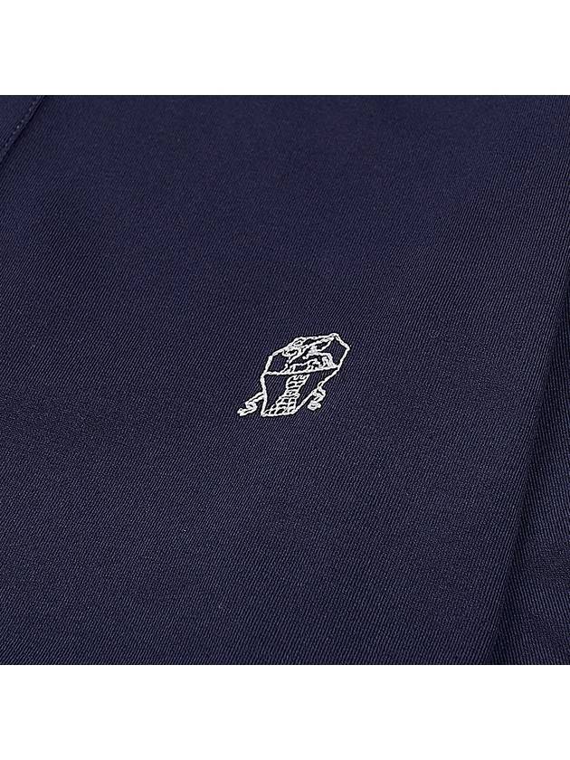 Logo Embroidered Cotton Short Sleeve Polo Shirt Black - BRUNELLO CUCINELLI - BALAAN 5