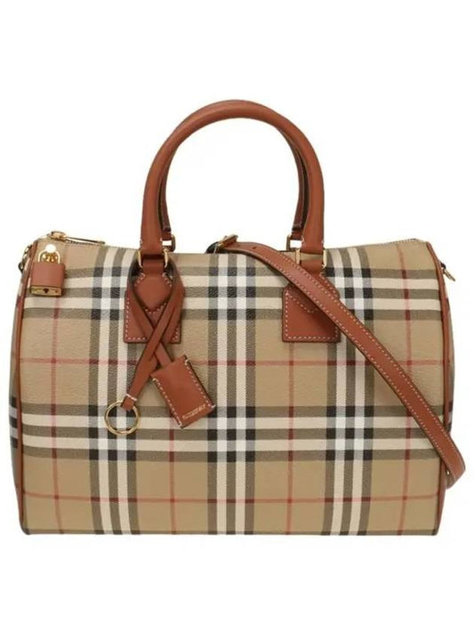 Medium Check Bowling Tote Bag Archive Beige Briar Brown - BURBERRY - BALAAN 2