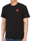 Play Men's Small Double Red Heart Wappen Short Sleeve T-Shirt P1 T288 1 Black - COMME DES GARCONS - BALAAN 3