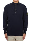 Wappen Patch Half Button Lambswool Knit Top Navy - STONE ISLAND - BALAAN 2