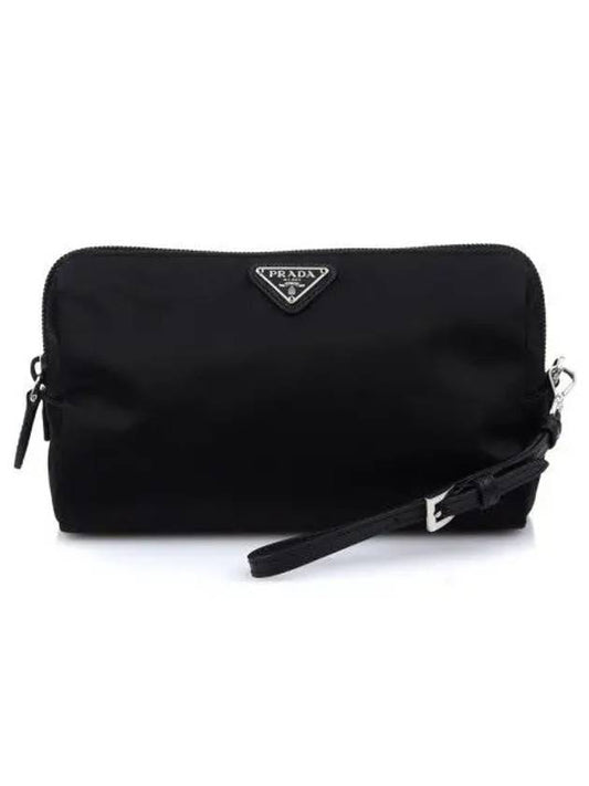 Triangle Logo Re-Nylon Pouch Bag Black - PRADA - BALAAN 2