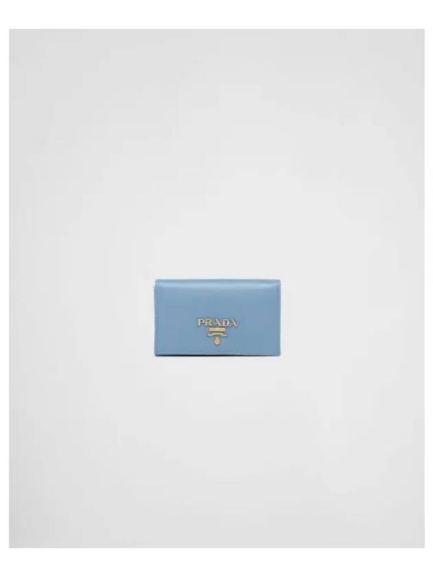 Saffiano Metal Logo Card Wallet Celeste - PRADA - BALAAN 2