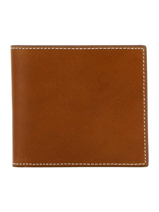Vacchetta Leather Bill Fold Wallet Natural Brown - THOM BROWNE - BALAAN 1