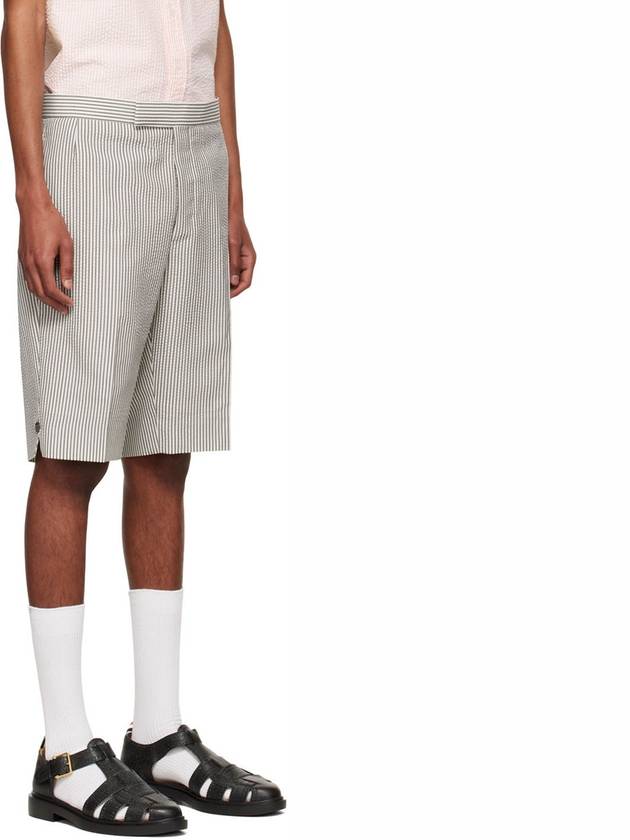 Classic Striped Backstrap Wool Bermuda Shorts Grey - THOM BROWNE - BALAAN 2