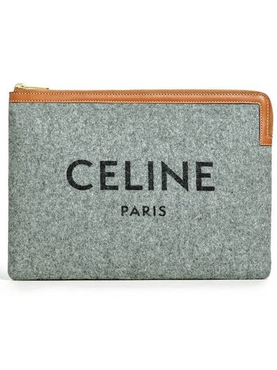 Women's Logo Pouch Bag Grey - CELINE - BALAAN 2