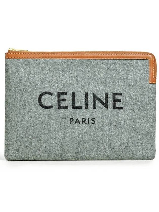 Women's Logo Pouch Bag Gray - CELINE - BALAAN.