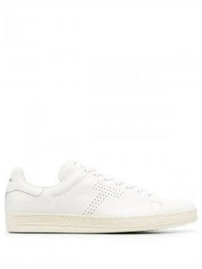 Warwick T Logo Punching Leather Low Top Sneakers White - TOM FORD - BALAAN 2