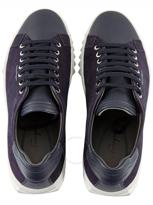 Salvatore Men's Cube Platform Low Top Sneakers Blue - SALVATORE FERRAGAMO - BALAAN 4