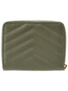 Monogram Compact Zipper Half Wallet Green - SAINT LAURENT - BALAAN 4