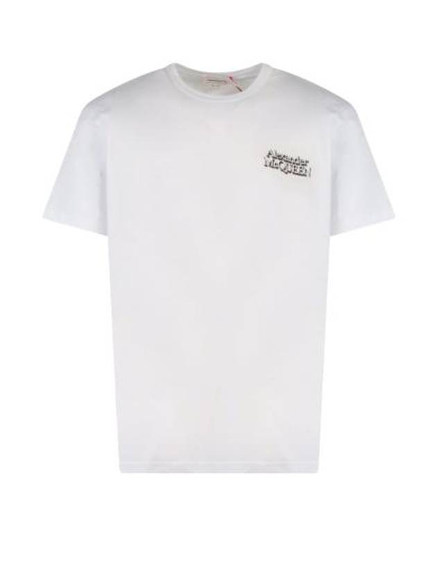 Men's Logo Embroidery Short Sleeve T-Shirt White - ALEXANDER MCQUEEN - BALAAN 4