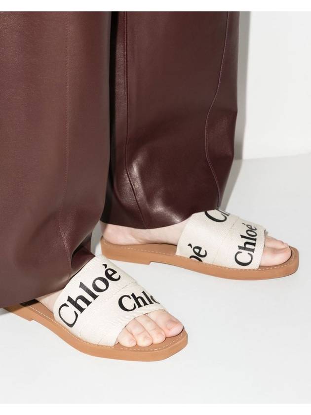 Woody Logo Flat Mule Slippers White - CHLOE - BALAAN 4