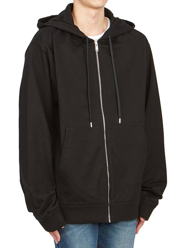 Back Embroidery Logo Cotton Hooded Zip-up Black - PRADA - BALAAN 6