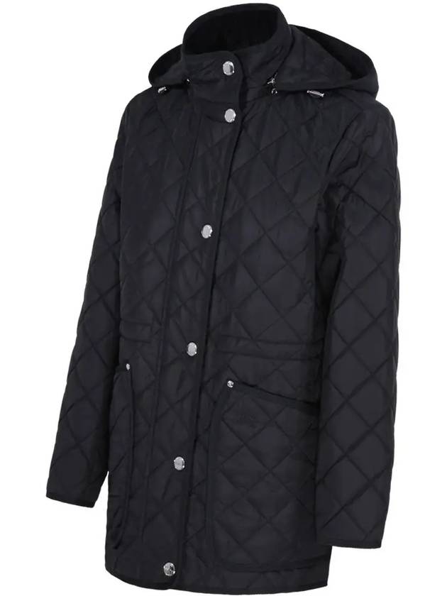 Diamond Quilted Long Nylon Jacket Black - BURBERRY - BALAAN 4