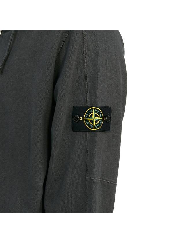 Men's Garment Dyed Malfile Zip Up Hoodie Grey - STONE ISLAND - BALAAN 8