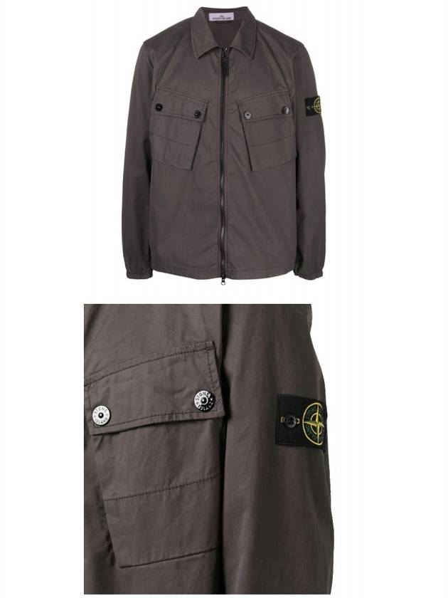 Men's Wappen Patch Two-Pocket Overshirt Zip-Up Jacket Dark Grey - STONE ISLAND - BALAAN 5