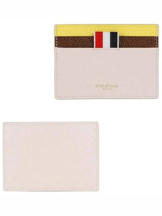 RWB Striped Leather Card Wallet White - THOM BROWNE - BALAAN.