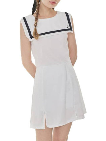 PIQUE SAILOR SLEEVELESS DRESS WINNER PANTSWhite - PLAYBOO - BALAAN 1