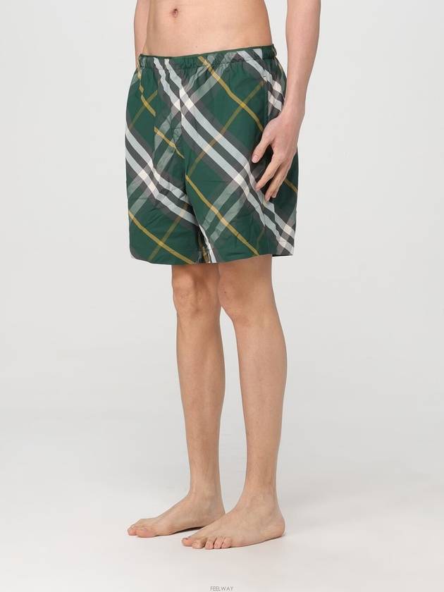 Check Twill Swim Shorts Green - BURBERRY - BALAAN 3