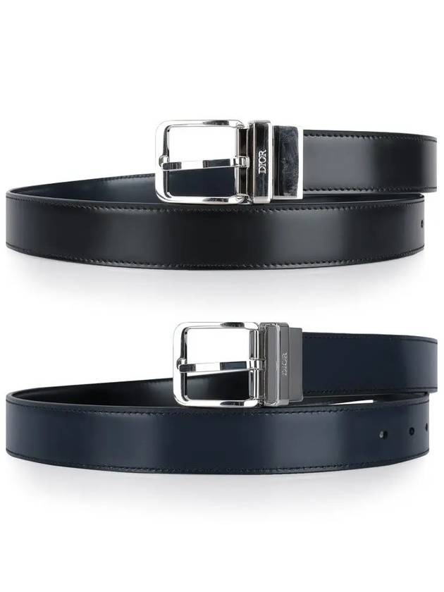 Smooth Leather Reversible Belt Black - DIOR - BALAAN.