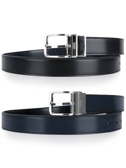 Smooth Leather Reversible Belt Black Navy - DIOR - BALAAN 2