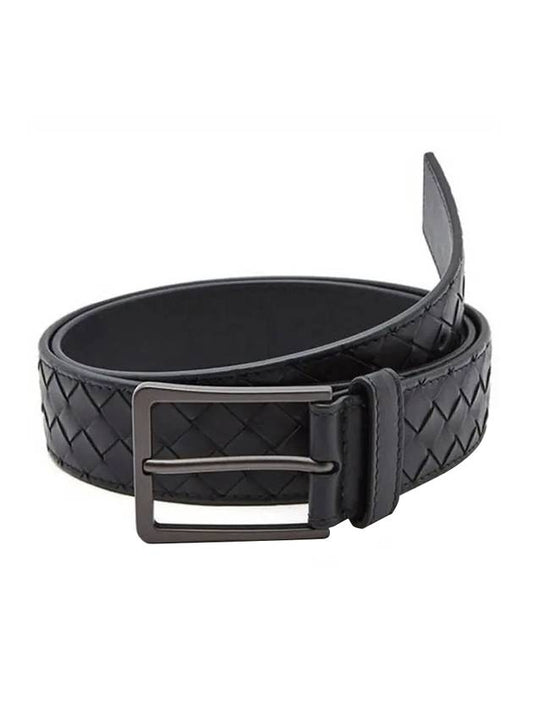 Intrecciato Leather Belt Black - BOTTEGA VENETA - BALAAN 1
