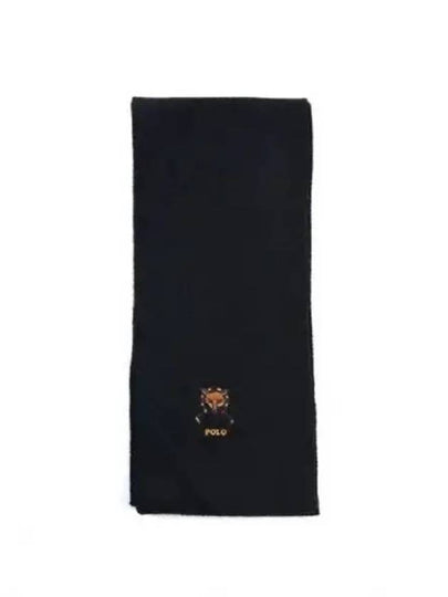 Fox Embroidered Wool Muffler Black - POLO RALPH LAUREN - BALAAN 2