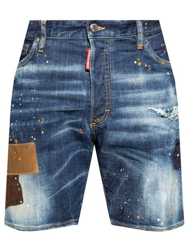 S74MU0738 S30664 470 Disaddem Painted Shorts Medium Blue Men’s Pants TR - DSQUARED2 - BALAAN 1