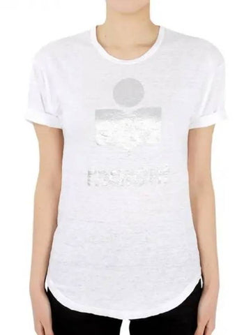 Women s Etoile Coldy Linen Short Sleeve White Silver TS0004FA A1N10E 20WH 270006 1053802 - ISABEL MARANT - BALAAN 1