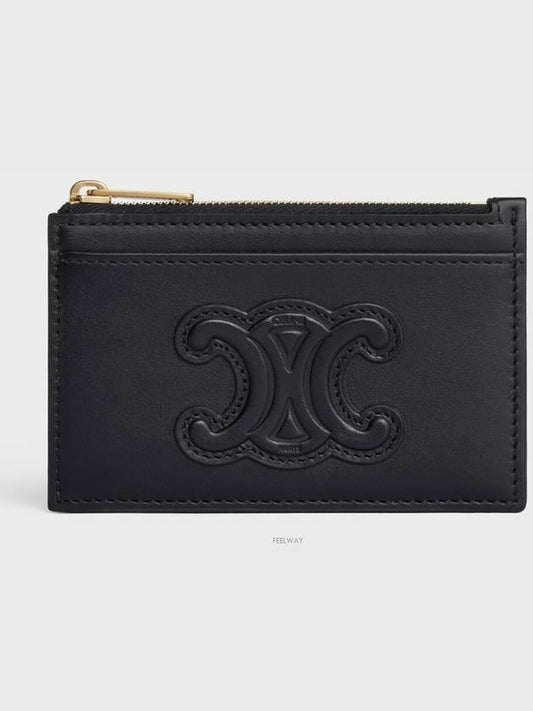 Triomphe Zipper Card Wallet Black - CELINE - BALAAN 2