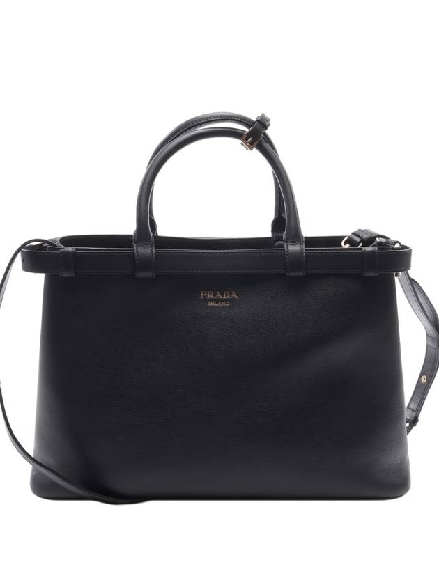 medium leather handbag with belt black 1BA4172CYSF0002VOOO - PRADA - BALAAN 3