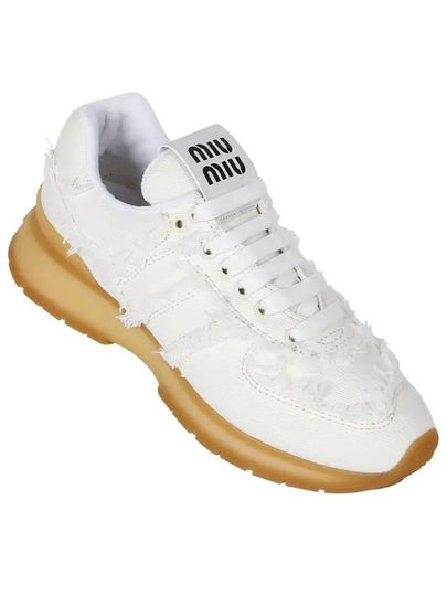 Cotton Denim Low Top Sneakers White - MIU MIU - BALAAN 2