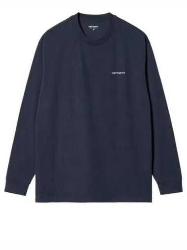 Script Embroidery Long Sleeve T-Shirt Blue - CARHARTT WIP - BALAAN 1