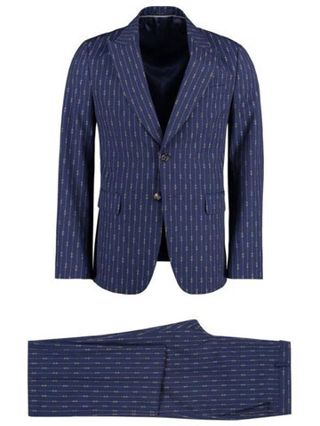 Horsebit Striped Wool Suit Blue - GUCCI - BALAAN 1