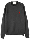 Men's Mini Heart Logo Merino Wool Knit Top Grey - AMI - BALAAN 2